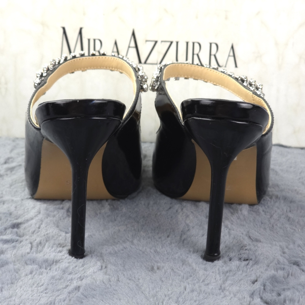 Mira Azzurra Rhinestone Strappy Heeled Mules, Pointy Toe - Picture 9 of 14